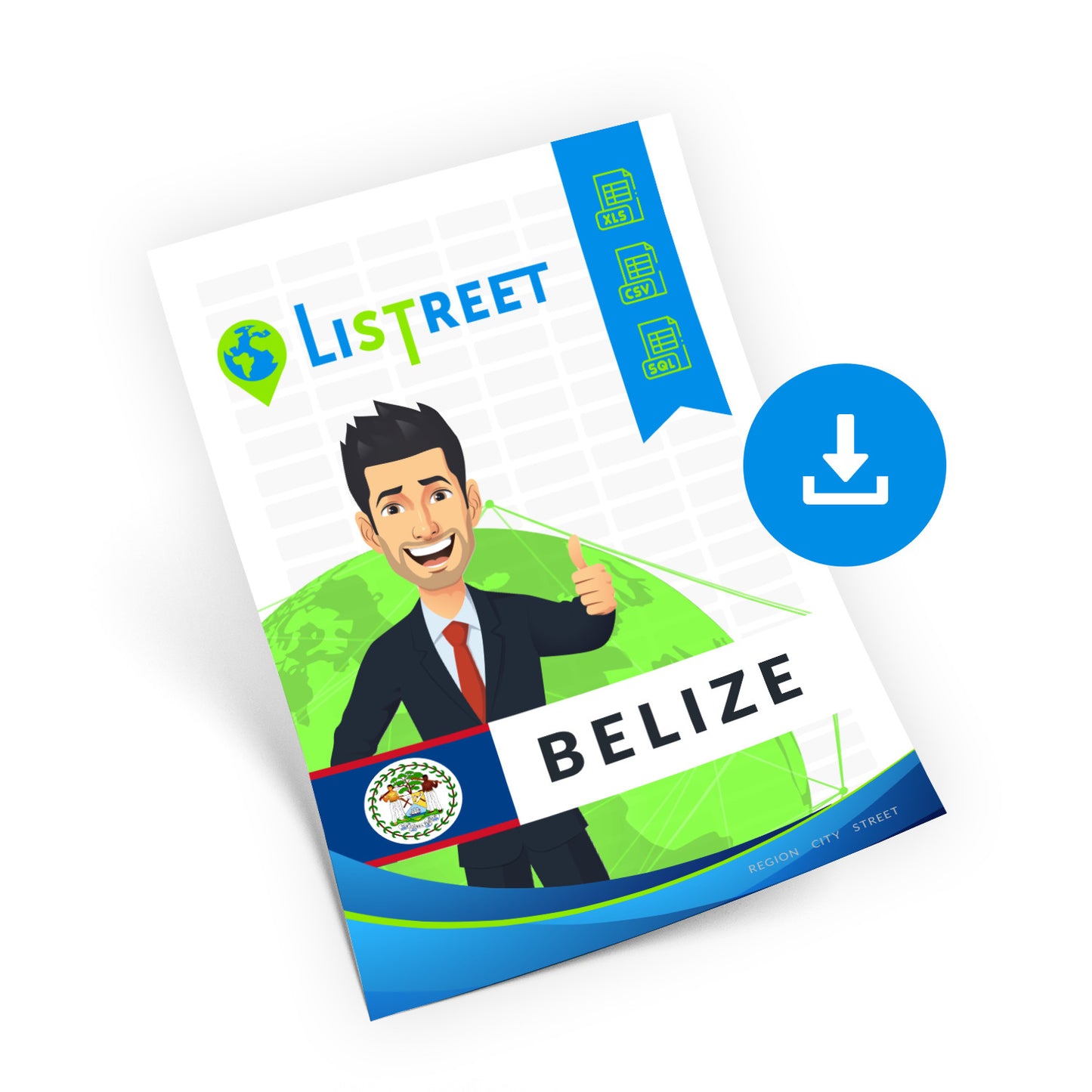 Belize, Complete premium data set of streets